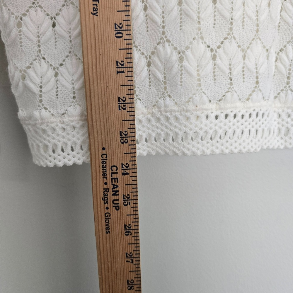 VTG 70s Montgomery Ward Women Cardigan Large White Boho Cottagecore Coquette - Picture 11 of 12